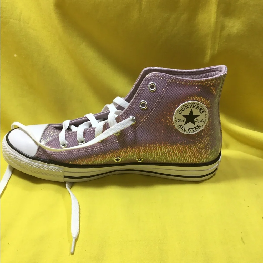 Converse Kids' All Star High Top Sneakers - Pink Glitter Size 7 women